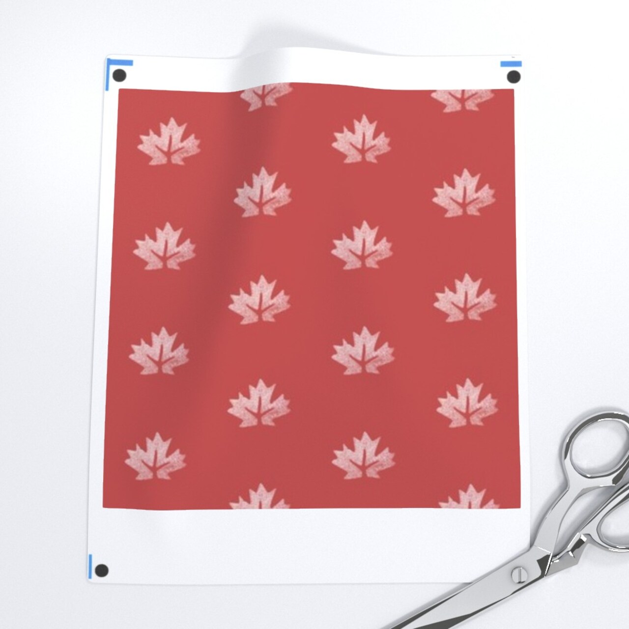 Maple Leaf Red Canada Hockey Flag Winter White Custom Printed Fabric by Spoonflower Various Fabrics by the Yard or Fat Quarter